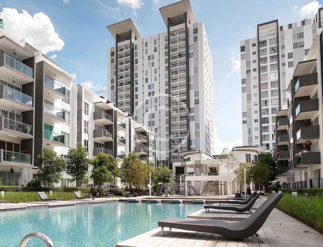 Condominium units and a swimming pool area
